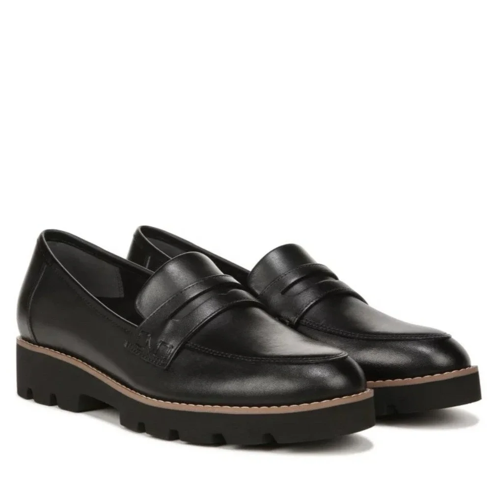 Vionic Cheryl II Loafer Womens 6.5 Black Leather Slip On Shoes Arch Support